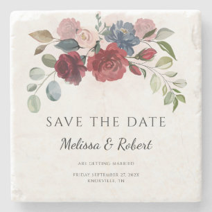 Moderne botanische Blüte Save the Date Steinuntersetzer