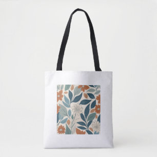 Moderne botanische Blüten – Terrakotta und Blau Tasche