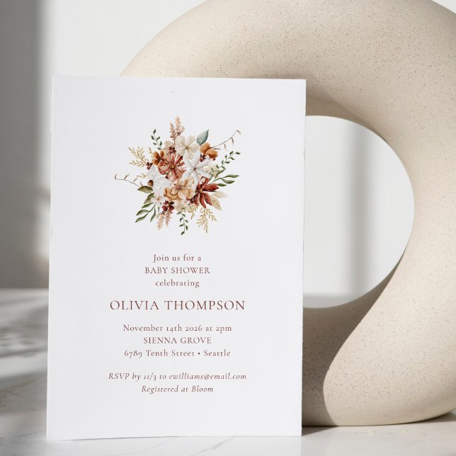 Moderne botanische Burgundy Bouquet Babydusche Einladung (Von Creator hochgeladen)