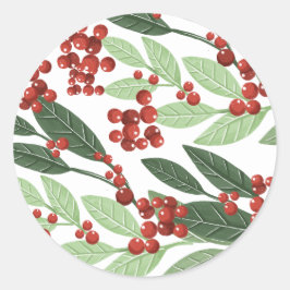 Moderne botanische Elegante Weihnachten Runder Aufkleber