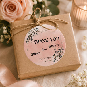 Moderne Botanische Eleganz Hochzeit Runder Aufkleber