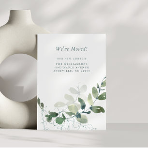 Moderne botanische Eukalyptus-Boho-Neue-Adresse Ankündigung