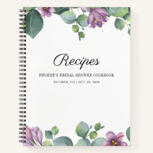 Moderne botanische Eukalyptus-Brautparty-Rezepte Notizbuch