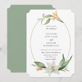 Moderne botanische Flora-Lily-Hochzeit Einladung