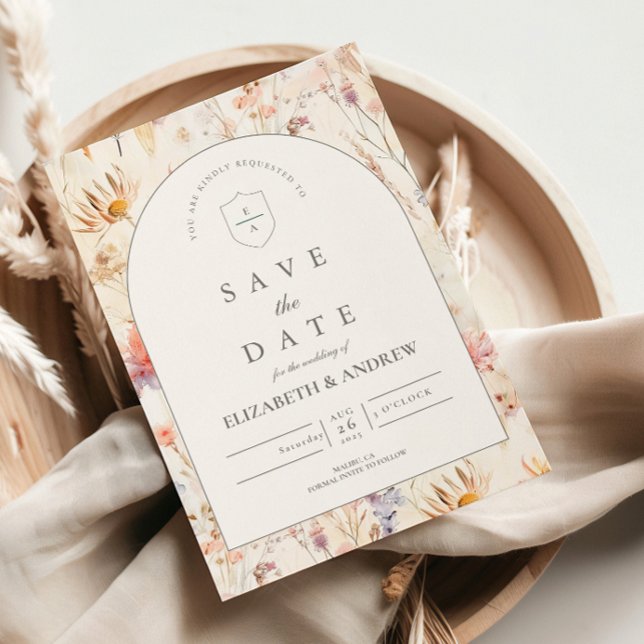 Moderne Botanische Florale Hochzeit Save The Date (Von Creator hochgeladen)