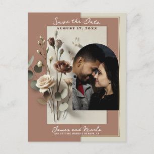 Moderne Botanische Florale Mocha-Mousse-Einladung Ankündigungspostkarte
