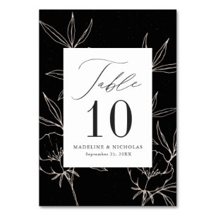 Moderne botanische florale schwarze und cremefarbe tischnummer