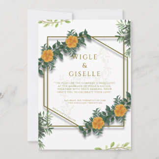 Moderne botanische geometrische Blumenhochzeit Einladung
