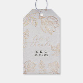 Moderne Botanische Goldene Blütenhochzeit Geschenkanhänger