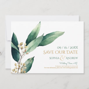 Moderne botanische Grüntöne rustikal Save-the-Date Save The Date