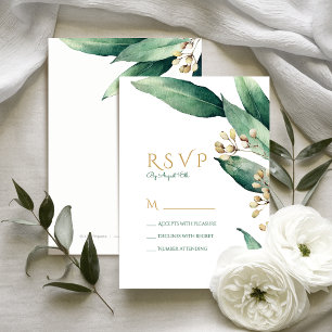 Moderne botanische Grüntöne rustikale Hochzeit RSV RSVP Karte
