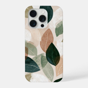 Moderne botanische Handyhülle mit Blattmuster – Er iPhone 15 Pro Hülle