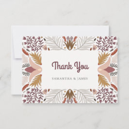 Moderne Botanische Hochzeit an der Grenze zu Boho Dankeskarte