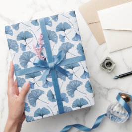 Moderne botanische Hochzeit Blau und Weiß Geschenkpapier