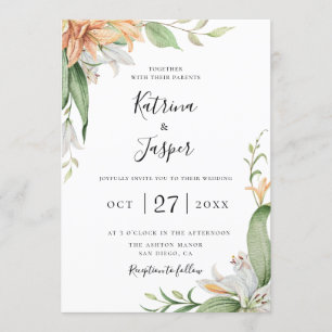 Moderne botanische Hochzeit Einladung