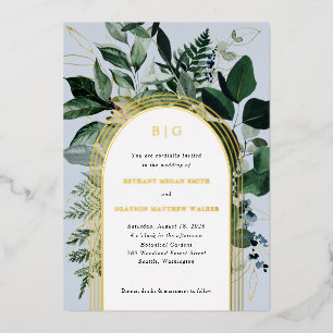 Moderne botanische Hochzeit Folieneinladung