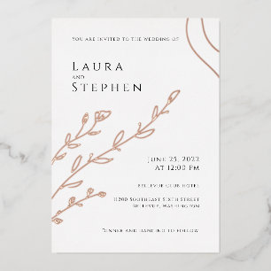 Moderne Botanische Hochzeit Folieneinladung