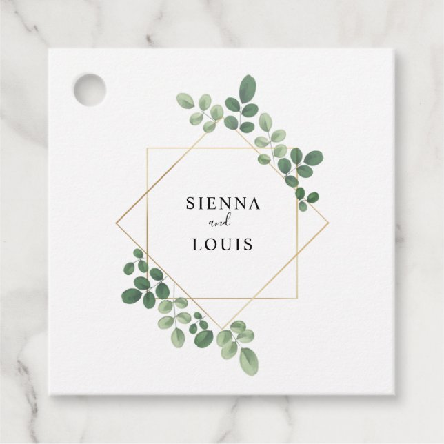 Moderne botanische Hochzeit Geschenkanhänger (Vorderseite)
