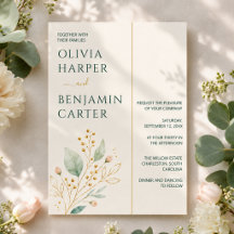 Moderne Botanische Hochzeit in Salbeigrün und Gold