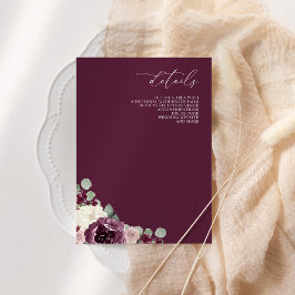 Moderne Botanische Hochzeit mit floralen Pflaumen Begleitkarte