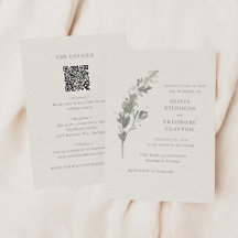 Moderne Botanische Hochzeit mit QR-Code in Salbeig