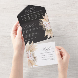 Moderne botanische Hochzeit von bohemianischem Pam All In One Einladung
