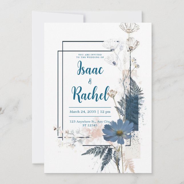 Moderne botanische Hochzeitseinladung Einladung (Vorderseite)