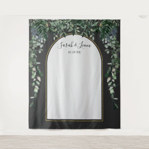 Moderne botanische Hochzeitskulisse mit Foto Wandteppich