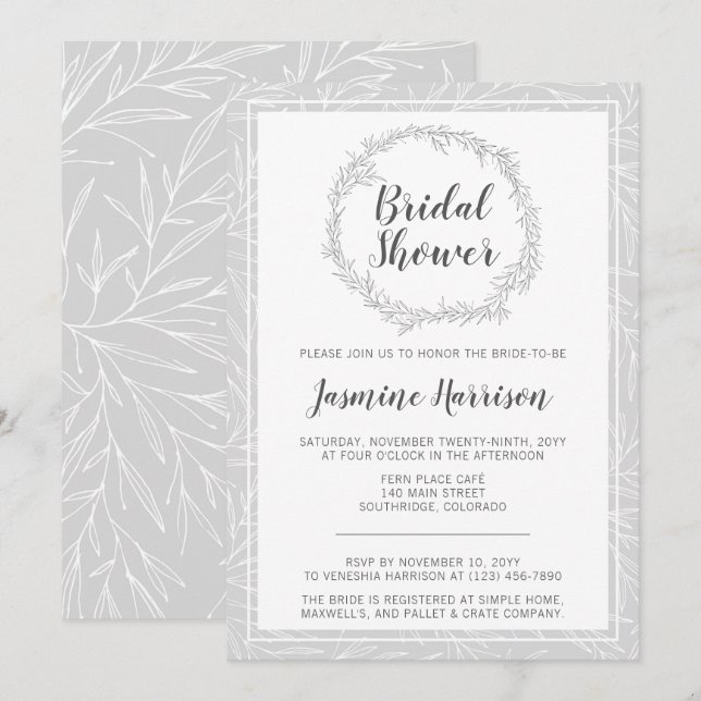 Moderne botanische Kleider Bridal Dusche Einladung (Vorne/Hinten)