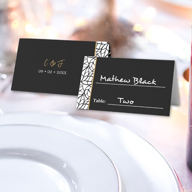 Moderne botanische Leaf-Muster-Grenze Platzkarte (Modern Botanical Leaf Pattern Border Place Card)