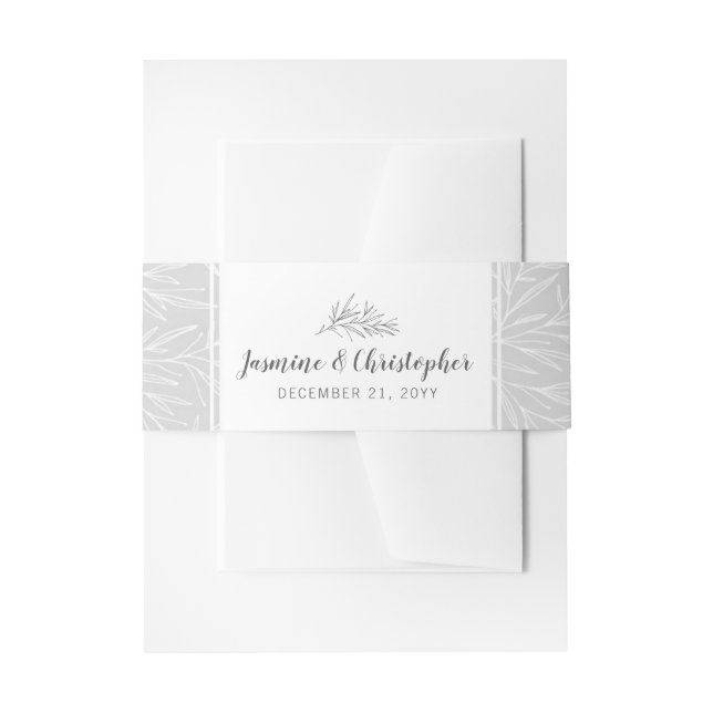 Moderne botanische Leaf Silver Wedding Einladung Einladungsbanderole (Vorderseite Beispiel)