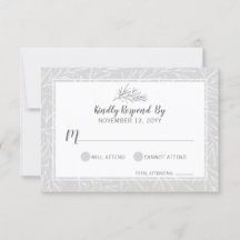 Moderne botanische Leaf Silver Wedding RSVP Card