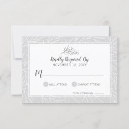 Moderne botanische Leaf Silver Wedding RSVP Card