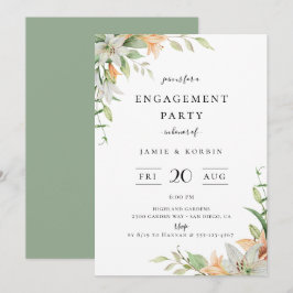 Moderne botanische Lily Floral Engagement Party Einladung