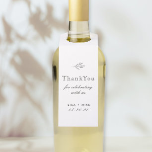 Moderne botanische Line-Art-Hochzeitsgunst Dankesc Flaschenanhänger