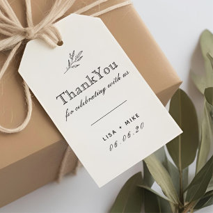 Moderne botanische Linie Kunst Gastgeschenk Hochze Geschenkanhänger