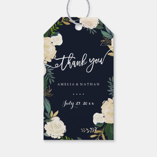 Moderne botanische Marine Vielen Dank für Ihre Hoc Geschenkanhänger (Vorderseite)