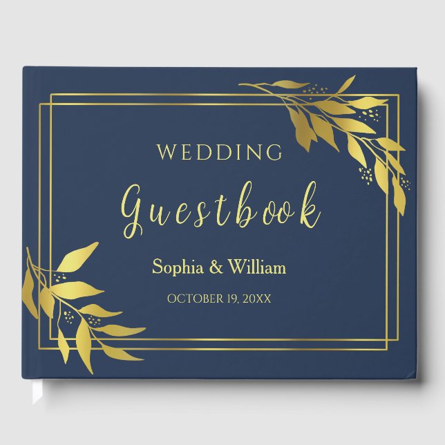 Moderne Botanische Minimalistische Hochzeit der Ma Gästebuch (Vorderseite)