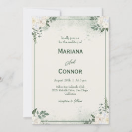 Moderne botanische Minimalistische Hochzeitseinlad Einladung