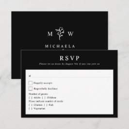 Moderne Botanische Monogramm-Initialen Hochzeit RSVP Karte