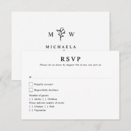 Moderne Botanische Monogramm-Initialen Hochzeit RSVP Karte