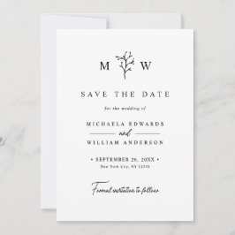 Moderne Botanische Monogramm-Initialen Hochzeit Save The Date