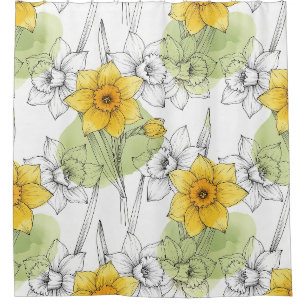Moderne Botanische Narzissen-Muster Duschvorhang