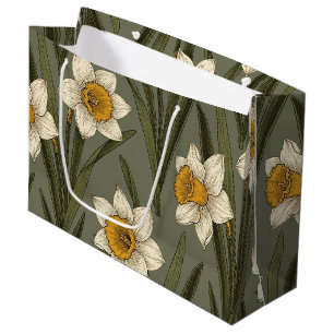 Moderne botanische Narzissenmuster (2) Große Geschenktüte