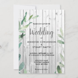 Moderne botanische Olive Blätter Hochzeit Einladung