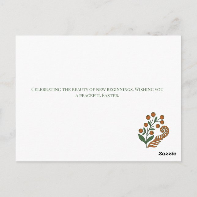 Moderne botanische Ostergrüße Postkarte (Rückseite)