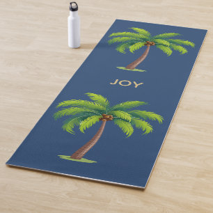 Moderne botanische Palmen auf blauem personalisier Yogamatte