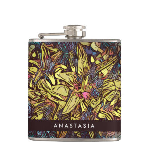 Moderne botanische Personalisierte Hüftflasche Flachmann