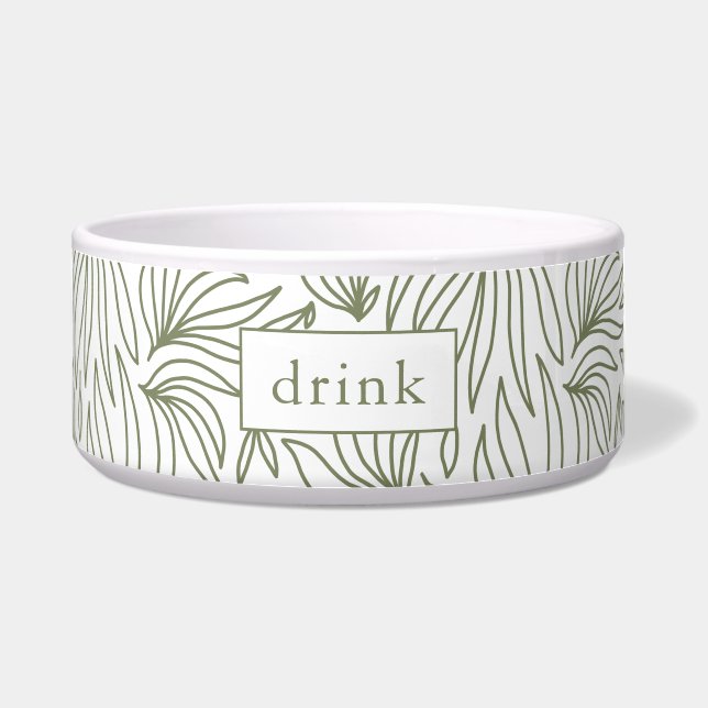 Moderne Botanische Printtrinkdose Dog Bowl Napf (Vorderseite)