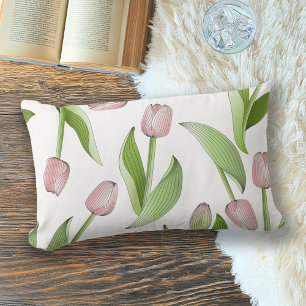 Moderne botanische rosa Tulpe Lendenkissen